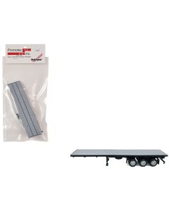 2023 Promotex 1/87 HO Scale 40ft 3-Axle Flatbed Trailer Gray Plastic Model