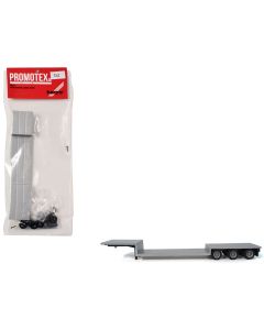 2023 Promotex 1/87 HO Scale 3-Axle Double-Drop Flatbed Trailer Model - Silver Top