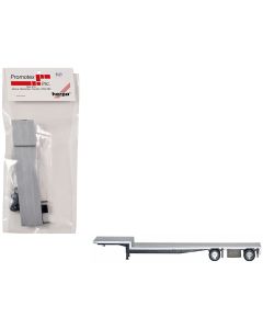 2023 48ft Spread-Axle Drop Deck Trailer Model - Chrome Wheels, Silver Top, 1/87 HO by Promotex