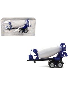 2023 Promotex 1/87 HO Scale 2-Axle Cement Mixer Trailer Model - White & Blue
