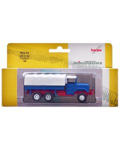 2023 Am General M54 6X6 5/10 Ton Truck Model - Blue & White, 1/87 HO Scale by Promotex