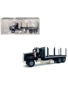 2023 Kenworth T800 Stake Bed Truck Black 1/87 HO Plastic Model Car Promotex