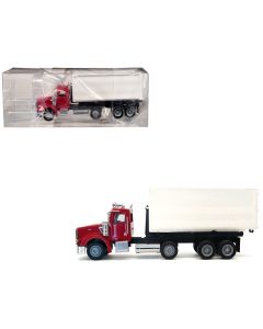 2023 Peterbilt 367 Roll-Off Dump Truck Red & White 1/87 Scale Model Car by Promotex
