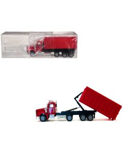 2023 Peterbilt 367 Roll-Off Dump Truck Red 1/87 HO Plastic Model by Promotex