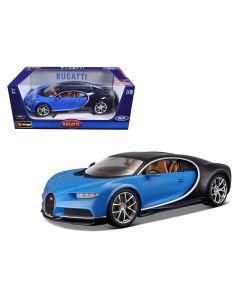 2016 Bugatti Chiron Blue Diecast Model Car 1/18 Scale by Bburago