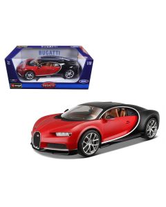 2016 Bugatti Chiron 1/18 Diecast Model Car Red & Black by Bburago