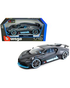 2018 Bugatti Divo 1/18 Diecast Model Car Matt Gray Blue Accents Bburago