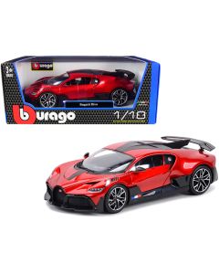 2018 Bugatti Divo 1/18 Diecast Model Car Red Metallic Carbon Accents Bburago