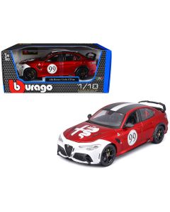 2021 Alfa Romeo Giulia GTAm #99 1/18 Diecast Model Car Red Metallic Black Top White Graphics Bburago