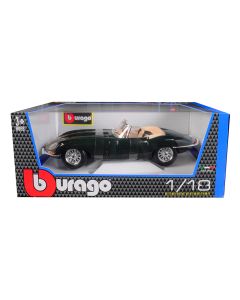 1961 Jaguar E-Type Convertible Green 1/18 Diecast Model Car Bburago