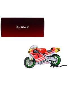 1986 Honda NSR500 WGP500 Motorcycle #56 Red & White Model with Helmet - Autoart 1/12