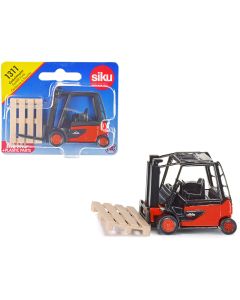 2023 Linde E35 Forklift Truck Diecast Model Red & Black with Pallet Accessory Siku