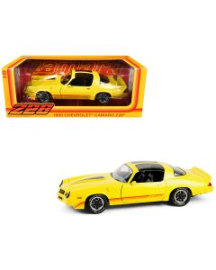 1980 Chevrolet Camaro Z28 1/18 Diecast Model Car T-Tops Bright Yellow Stripes Greenlight