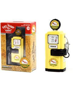 1948 Wayne 100-A Gas Pump Yellow Black Vintage Gas Pumps Diecast Model Greenlight 1/18