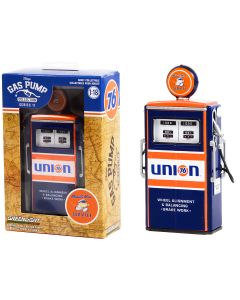 1954 Tokheim 350 Twin Gas Pump Union 76 Minute Man Service Dark Blue Orange Vintage Pumps 1/18 Diecast Greenlight