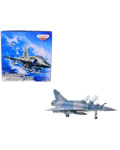 2000B Dassault Mirage Fighter Plane Diecast Model Blue Camouflage 1/72 with Missiles