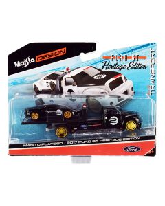 2017 Ford GT #2 Heritage Edition Diecast Model with Flatbed Truck 1/64 Maisto