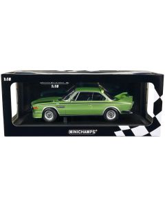 1973 BMW 3.0 CSL Limited Edition 1/18 Diecast Model Car Green Metallic Black Stripes