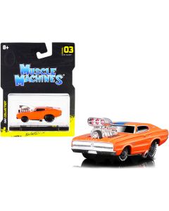 1966 Dodge Charger 426 C.I. Diecast Model Car Orange Blue Stripe 1/64 Muscle Machines