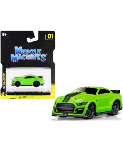 2020 Ford Mustang Shelby GT500 Diecast Model Car 1/64 Bright Green Black Stripes