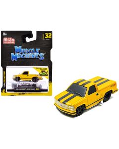 1993 Chevrolet 454 SS Pickup Truck Yellow Black Stripes 1/64 Diecast Muscle Machines