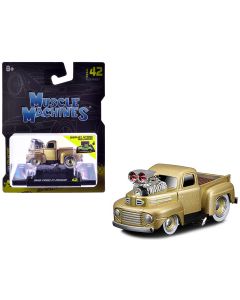 1949 Ford F1 Pickup Truck Diecast Model Car Gold Metallic 1/64 by Muscle Machines