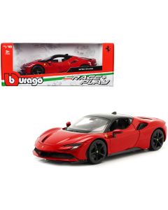 2023 Ferrari SF90 Stradale Diecast Model Car 1/18 Red Black Top Bburago