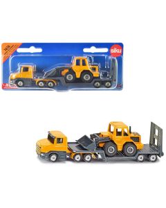2023 Siku Yellow Diecast Truck with Low Loader Trailer & Front Loader Model