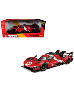 2023 Ferrari 499P Modificata #24 Red Diecast Model Car 1/18 Bburago Racing Series