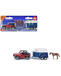 2023 Siku Jeep Red & Horse Trailer Blue Diecast Model with Accessories