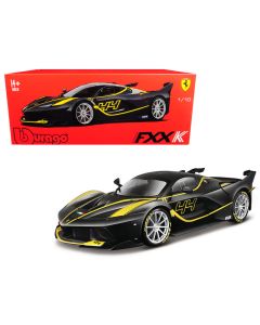 2017 Ferrari FXX-K #44 Diecast Model Car Black Yellow Stripes 1/18 Bburago