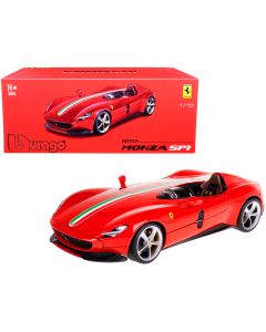 2023 Ferrari Monza SP1 Red Diecast Model Car 1/18 Bburago Italian Flag Stripes