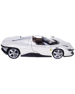 2023 Ferrari Daytona SP3 1/18 Diecast Model Car - White Metallic, Silver Stripes, Bburago