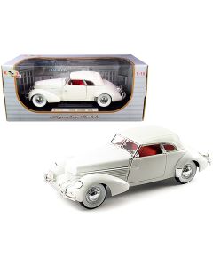 1936 Cord 810 Coupe Diecast Model Car White Red Interior 1/18 Signature Models
