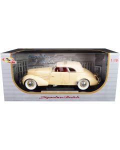 1936 Cord 810 Coupe Diecast Model Car Yellow Cream Top Red Interior 1/18 Signature Models