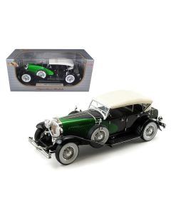 1934 Duesenberg Model J 1/18 Diecast Car Black Green Cream Top Signature Models