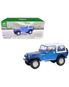 1978 Jeep CJ-7 Renegade Diecast Model Car 1/18 Blue Metallic White Top Greenlight