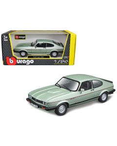 1982 Ford Capri Diecast Model Car 1/24 Light Green Metallic Bburago