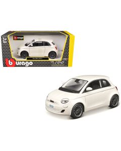 2023 Fiat 500e 1/24 Diecast Model Car - White by Bburago, Collectible