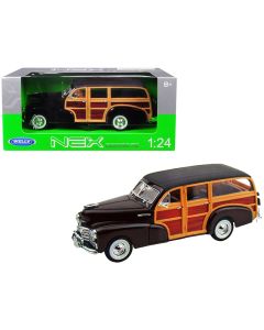 1948 Chevrolet Fleetmaster Woody Diecast Model Car Dark Brown 1/24 Welly