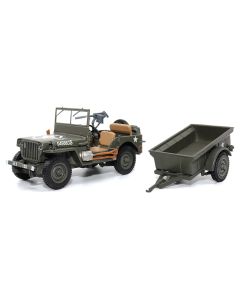 2023 Willys Jeep 1/4-Ton Utility Truck Olive Drab & Trailer 1/43 Diecast Model