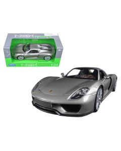 2015 Porsche 918 Spyder Silver Diecast Model Car 1/24 Scale by Welly