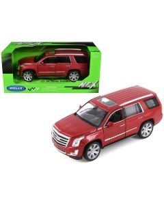 2017 Cadillac Escalade Diecast Model Car 1/24 Red Metallic Sunroof by Welly