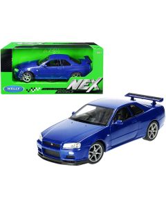 2023 Nissan Skyline GT-R R34 RHD Blue Metallic 1/24 Diecast Model Car by Welly
