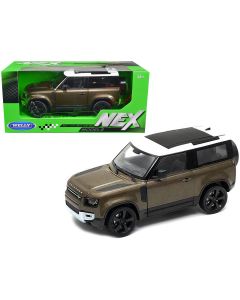 2020 Land Rover Defender Diecast Model Car Brown Metallic White Top 1/26 NEX Welly