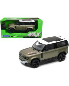 2020 Land Rover Defender Diecast Model Car Green Metallic White Top 1/26 NEX Welly