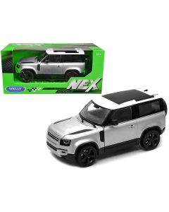 2020 Land Rover Defender Silver Metallic Diecast Model Car Welly NEX Models 1/26