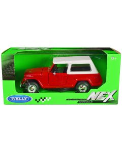 1967 Jeep Jeepster Commando Station Wagon Red White Top 1/24 Diecast Welly NEX Model