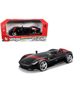 2023 Bburago Ferrari Monza SP1 Diecast Model Car 1/24 Black Metallic Red Stripes