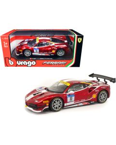 2023 Ferrari 488 Challenge #11 Diecast Model Car 1/24 Candy Red White Stripes Bburago